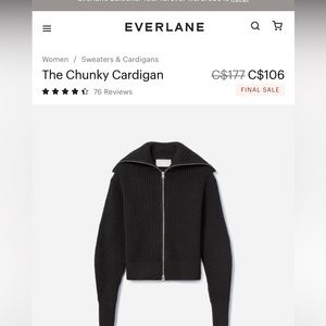 Black Everlane full zip cotton sweater.